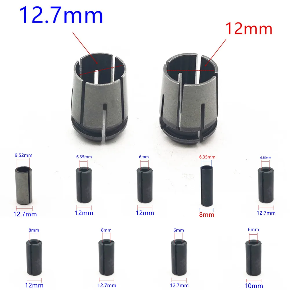 Mini Drill Chucks Adapter 6mm 8mm 10mm 12mm 12.7mm 1/2" 1/4" 3/8" Adapter Router Chuck Collet For Power Rotary Tool