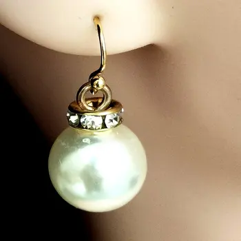 

Cute Of White Simulated Pearl Drop Earrings Imitation Big Pearl Drop Round Earrings Clip Earrings Romantic Party Gifts For Women