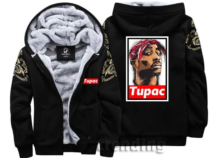 Модная мужская теплая Толстая куртка, зимняя теплая куртка biggie tupac rap в стиле хип-хоп, музыкальная уличная бархатная толстовка, топ с капюшоном - Цвет: style 2