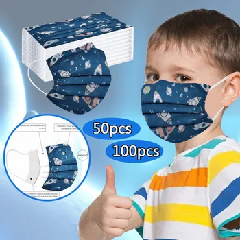 

50/100PCS Kids Children's Mask Disposable Face Mask 3ply Ear Loop Face Masks Cover Protect Unisex Dustproof Mask For Children
