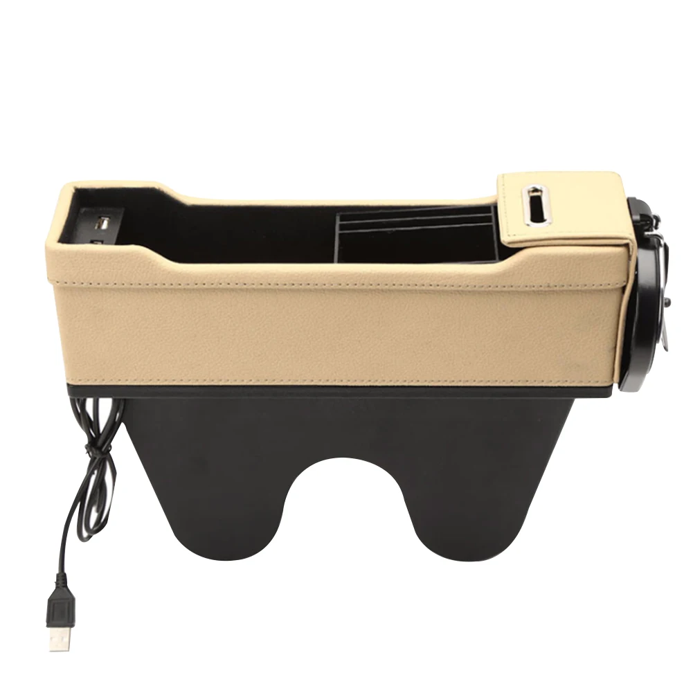 Автомобильные аксессуары с usb-зарядными портами, компактный Внутренний чехол для хранения воды, универсальная боковая часть сиденья, легко устанавливается, контейнеры - Название цвета: Beige Vice Driver