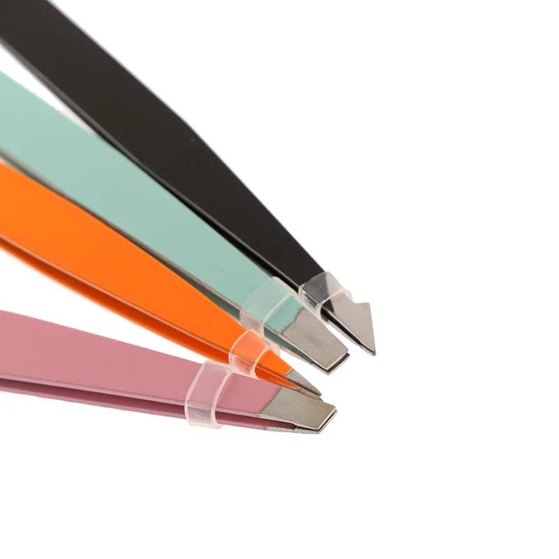 4Pcs/bag Eyebrow Tweezers Stainless Steel Point Slant Flat Tip Removal Makeup Hair Removal Eyebrow Pliers Clip Professional Hot