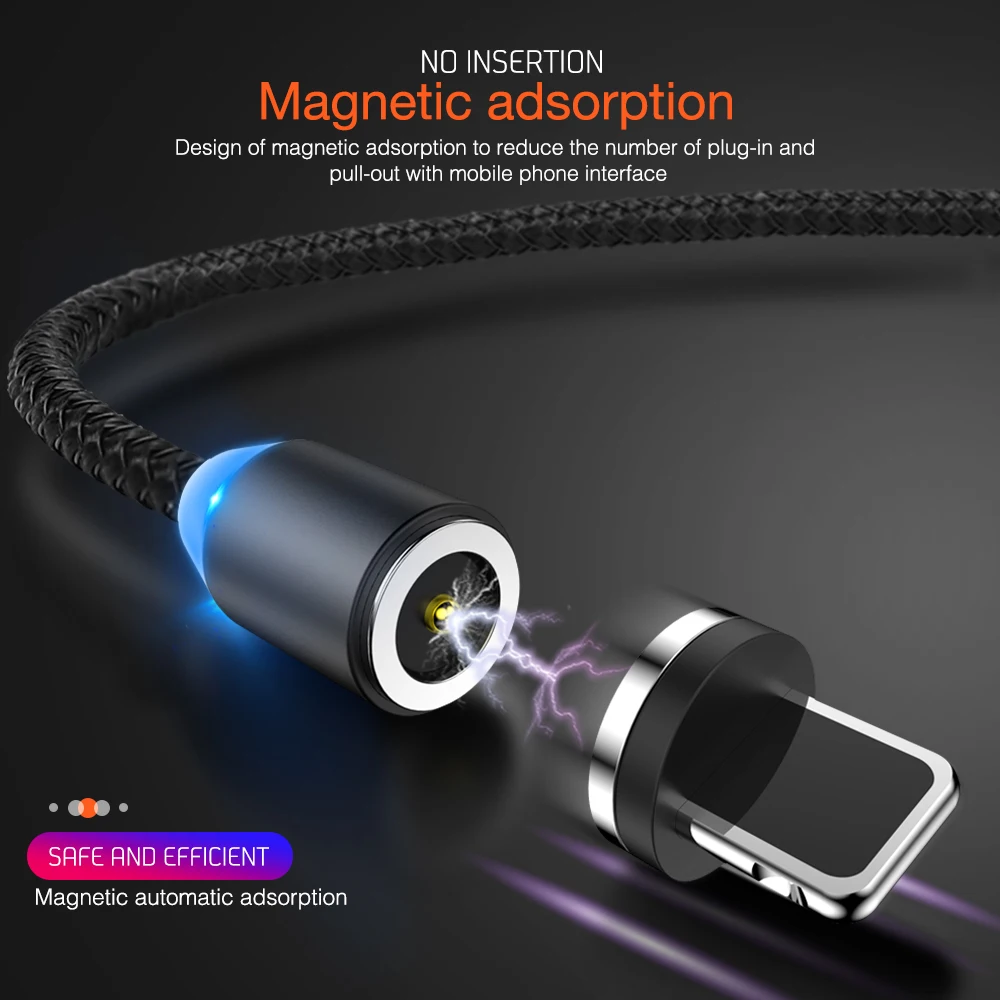 1 м 2 м Магнитный кабель Micro usb type C Быстрая зарядка для iPhone 11 Pro Xs Max XR X 8 Магнитный зарядный провод для Samsung Xiaomi