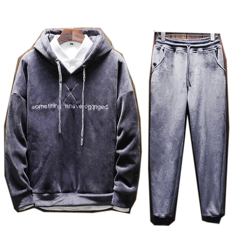 

Men Velour Velvet Full Hoodies Gym TrackSuit Sport Sweats Jacket Coat Bottom Top Suit Trousers Pants Track Suit Outfit