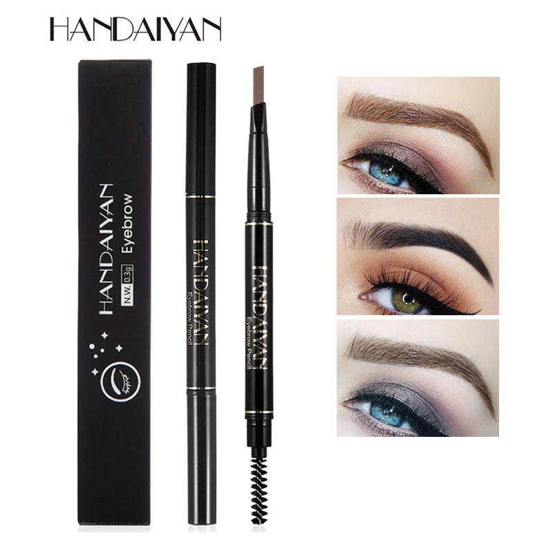 

HANDAIYAN Brand 1Pcs Double Ended Eyebrow Pencil Waterproof Long Lasting No Blooming Rotatable Triangle Brow Eyebrow Pen Makeup
