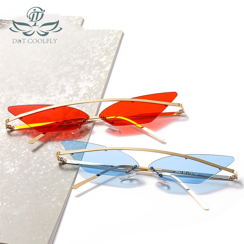 D&T 2020 Fashion Sunes Unisex Multicolor Small Triangle Sun Glasses Vintage Sexy Women Cateye Eyewear Frameless_voghion.com