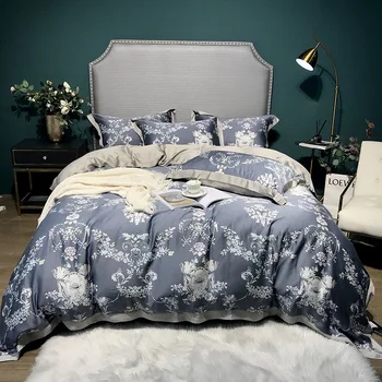 

American-Style Pastoral Style 60 Tencel Four-piece Set Digital Printing High-End Bedding Bare Sleeping Skin Lyocell Lenzing Tenc