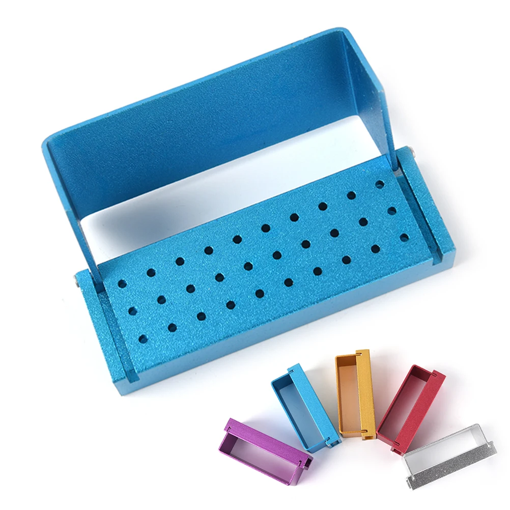 30 Holes Aluminium Disinfection Box Dental Burs Block Holder Lab Equipment High Speed Autoclavable