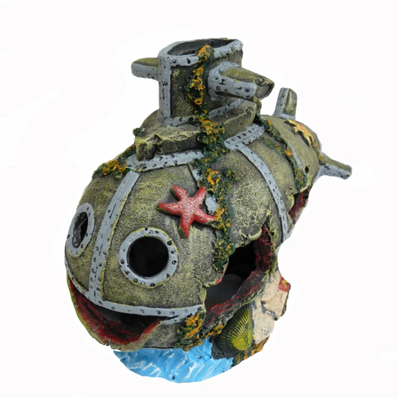 

Подводная лодка, статуя аквариума, украшения, креветки, гиппи, скрытая пещера, Фотофон для аквариума, домашнего декора