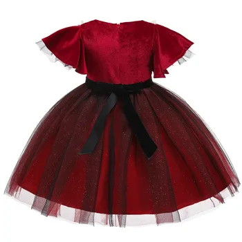 

Children Christmas Clothes Kids Child Girls Short Sleeve Princess Pageant Gown Christmas Party Wedding Dress Ropa Navidad