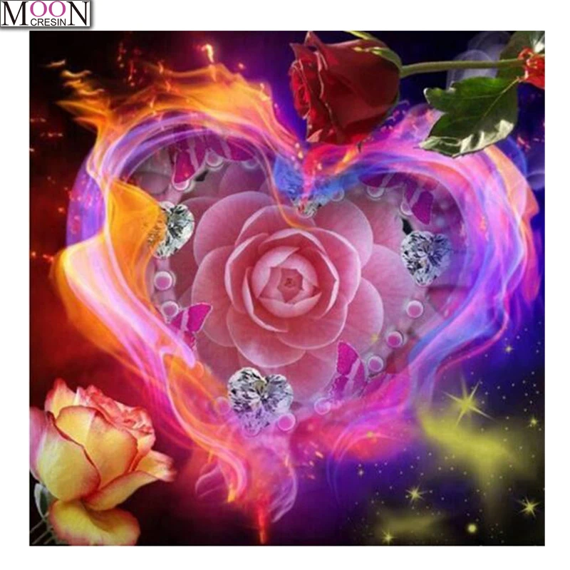 

5D DIY Diamond Embroidery Fire Flowers Diamond Painting Picture Of Rhinestones,Cross-stitch Full Square &Round Drill Painting