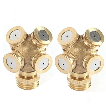 

2PCS 4 Holes Brass Garden Spray Misting Nozzle Agricultural Sprinklers Fitting Hose Water Connector Irrigation Fitting