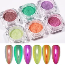 0,3 г/кор. порошок для ногтей сверкающий цветной зеленый фиолетовый зеркальный блеск для ногтей хромированный пигмент пыль декоративные советы для ногтей с коробкой