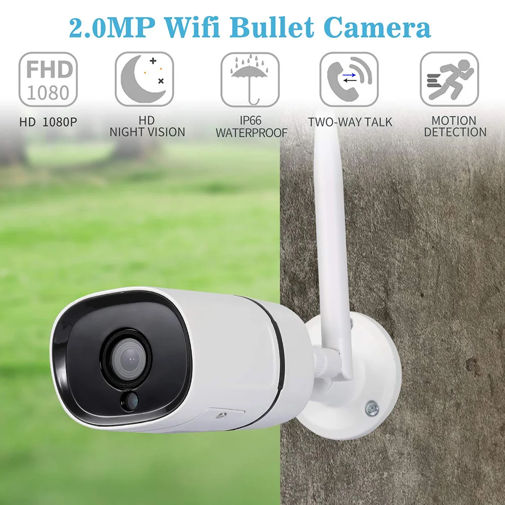 

Kebidumei Surveillance Camera Security Camera HD 1080P Wifi IP Camera Outdoor Wifi Digital Zoom Network CCTV Surveillance