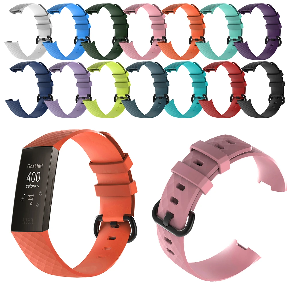 

14 Colors 5.5/7.1/8.7 Inches Sport Band for fit bit Charge 3 Charge3 Band Soft TPU Smart Watch Strap Wristband