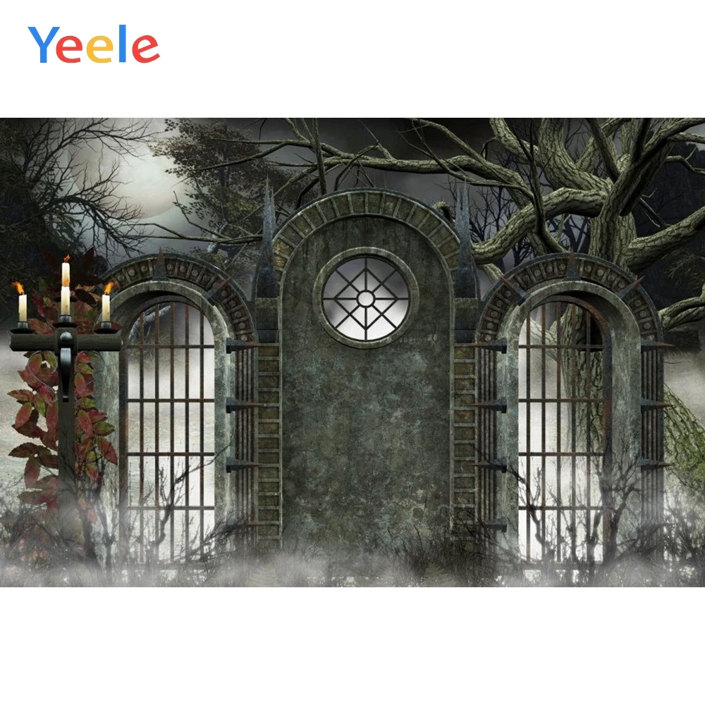 

Yeele Halloween Backdrop Mysterious Wall Tree Candle Forest Photography Background For Photo Studio Vinyl Photocall Photophone