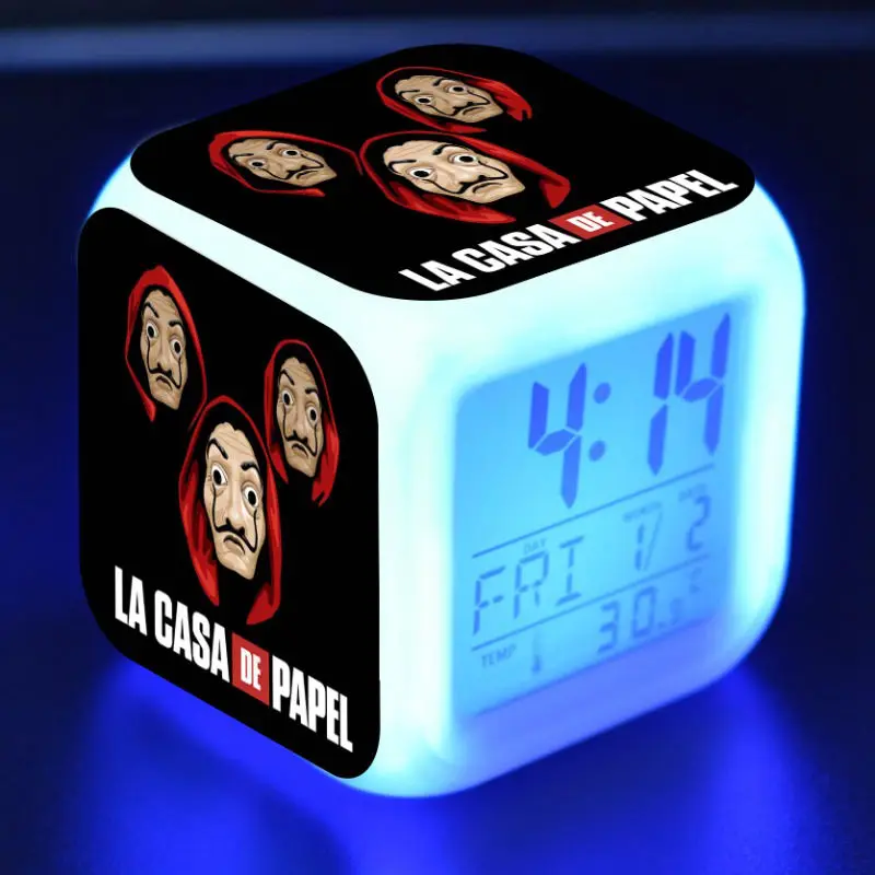 Flash La casa de papel Figue LED Alarm Clock Colorful Touch Desk Light Money Heist Model Toys | Игрушки и хобби