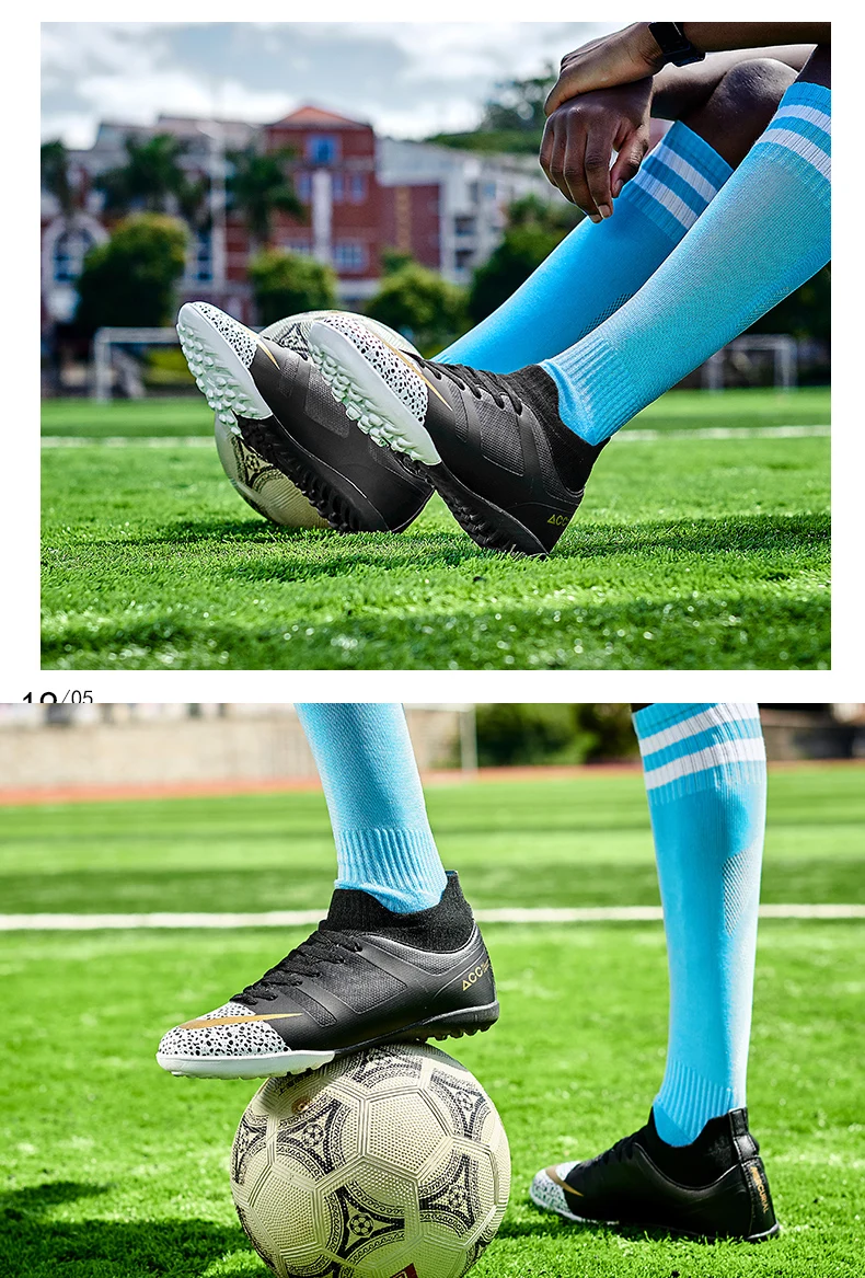 NIKEZI высокие носки до лодыжки школьная Студенческая Детская футбольная обувь для мальчиков и девочек с твердой подошвой короткий ноготь TF на плоской подошве футбольные кроссовки