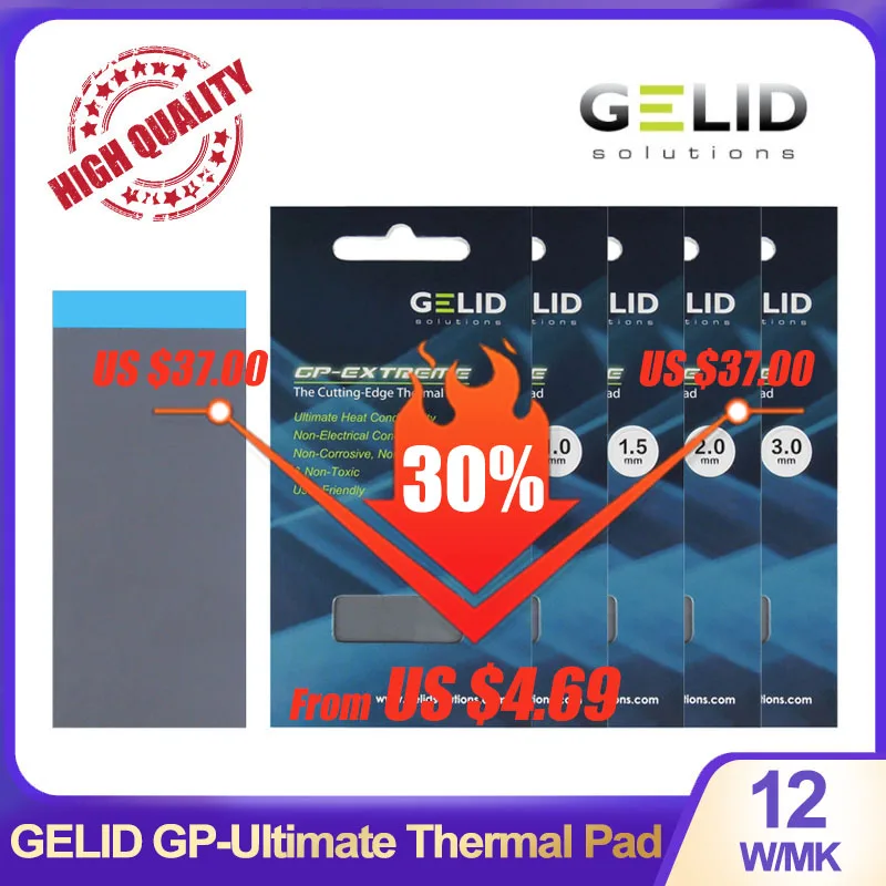 Gelid GP-EXTREME 15w/mk 12w CPU THERMAL HEAT PAD for GPU RAM SSD Graphics Card Motherboard Heat Dissipation silicone thermal pad - ANKUX Tech Co., Ltd