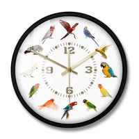 Birds Breeds Collection Modern Wall Clock Non Ticking Wall Watch Parrot Bird Pet Species Exotic Wall Art Bird Lovers Home Decor 2