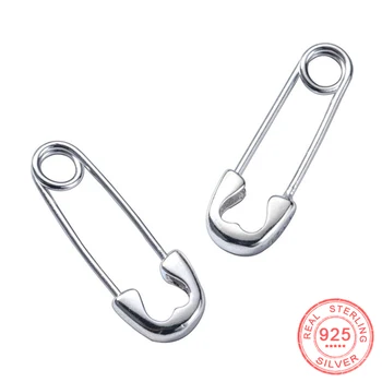 

Pin Stud Earrings European Punk Hip Hop Safety Genuine 925 Sterling Silver Earring for Women and Men Unisex Jewelry Gift
