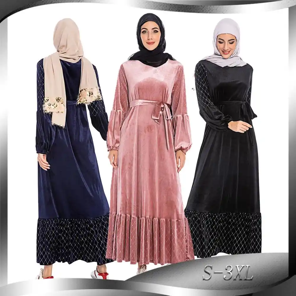 Velour S 3xl Women Muslim Kaftan Abaya Dubai Islam Hijab Muslim Dress Abayas Qatar Uae Oman Caftan Robe Turkish Islamic Clothing Aliexpress