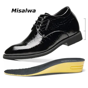 

Misalwa Patent Leather Men Formal Elevator Shoes Wedding Business 5~7 CM Height Increase Lift Shoes Invisible Winter / Spring