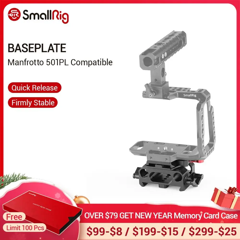 SmallRig – Kit de plaque de base avec pince à Rail de 15mm pour caméra de cinéma de poche Blackmagic Design BMPCC 4K (Compatible avec Manfrotto 501PL)-2266 ► Photo 1/6