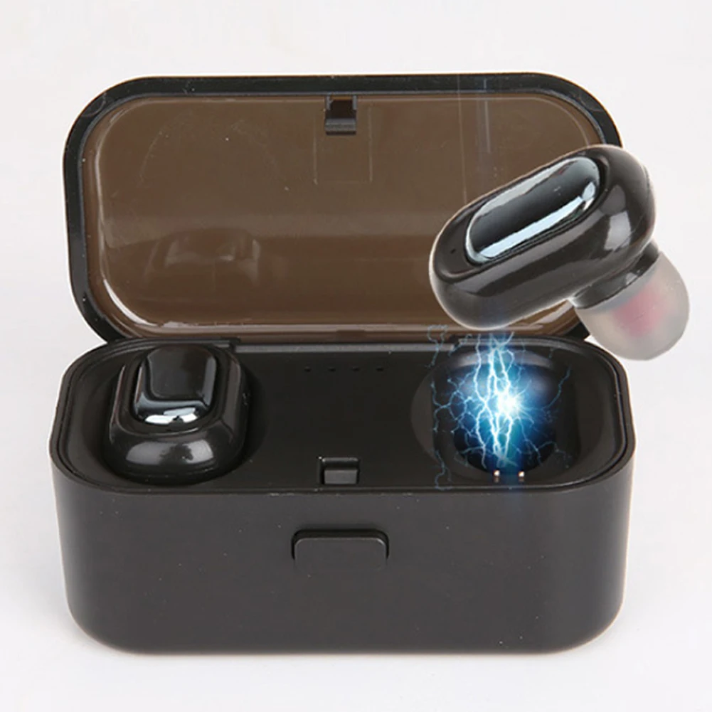 Черный Invisible With Charging Box Portable Lightweight Deep Bass Mini Wireless Music Battery Powered Bluetooth Earphone Multifunction - Цвет: Черный