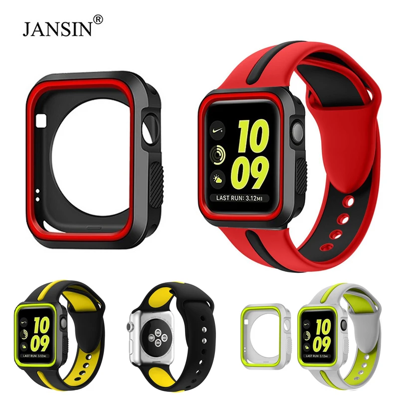 Спортивный ремешок+ чехол для Apple Watch band 5 4 40 мм 44 мм силиконовый сменный ремешок для Apple Watch Band 38 мм 42 мм серия 5 4 3 2 1