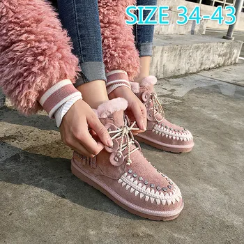 

Lace-up Rubber Ankle Boots for Women 2019 Round Toe Suede Flat Short Boots for Women Flats Round Toe Suede Snow Boots for Women