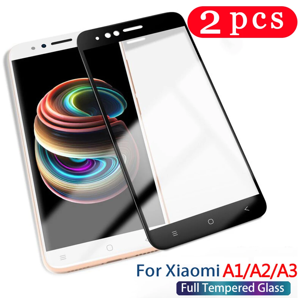 Закаленное стекло 9D с полным покрытием для xiaomi mi A2 lite A3 2 шт.|Защитные стёкла и