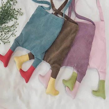 

Corduroy Cute Foot Shape Women Bag Handbags Purses Ladies Sling Casual Shoulder Crossbody Bags Female