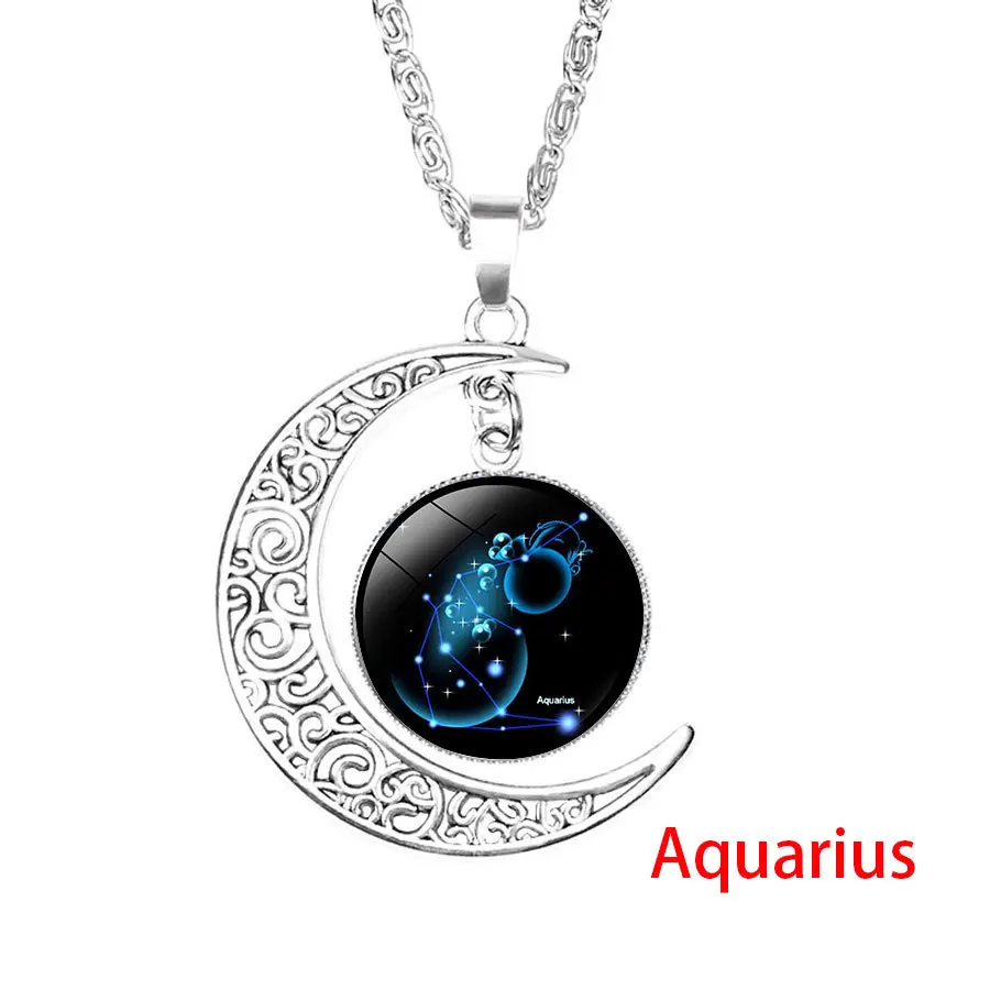 12 зодиакальное ожерелье с подвеской со знаком стеклянный кабошон двойная галактика Созвездие Астрология ожерелье для женщин и мужчин ювелирные изделия