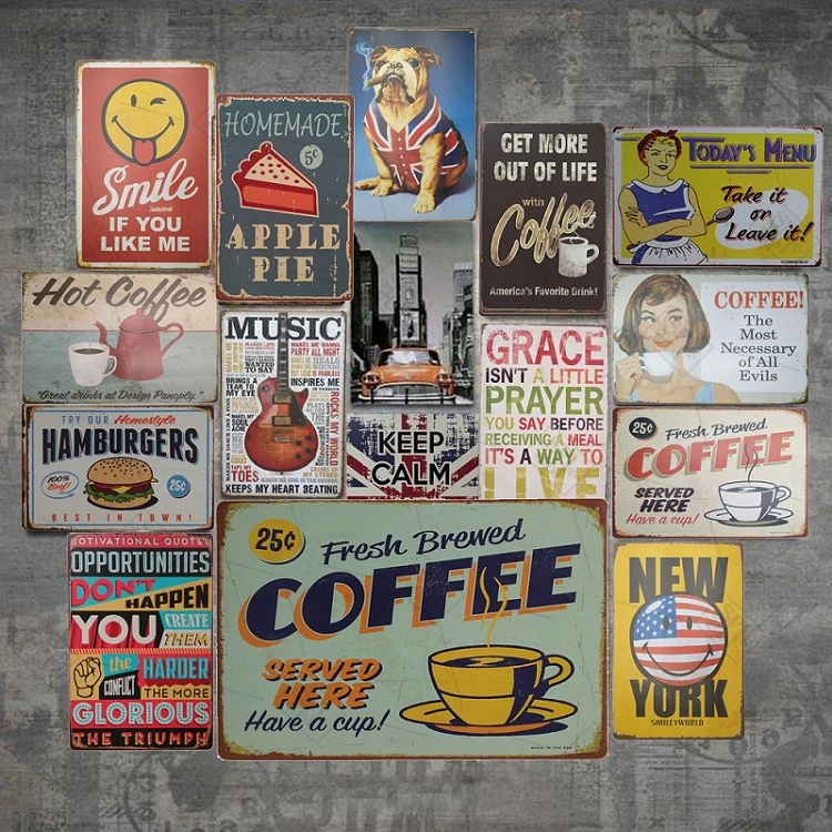 Vintage Metal Tin Signs Wall Plaques Plate Bar Club Home Art Customize Decor