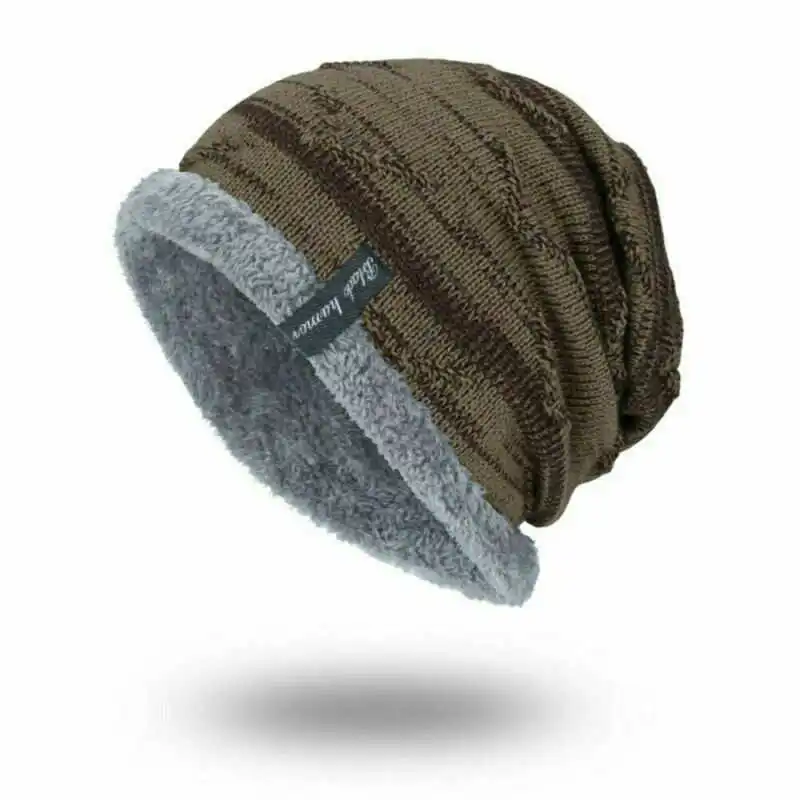 Рабочая зимняя шапка Toboggan полосатая громоздкая ребристая теплая шапка Мягкая вязаная мужская шапка