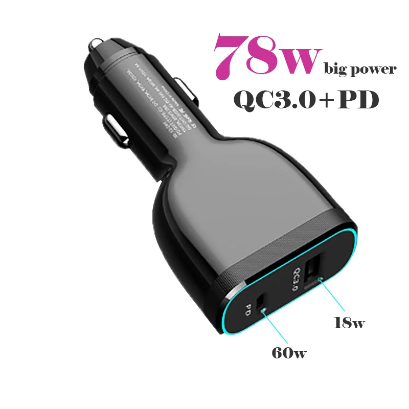 Двойной порт PD 60 Вт + QC 3 0 18 type-c USB C супер быстрое зарядное устройство для IPhone HuaWei