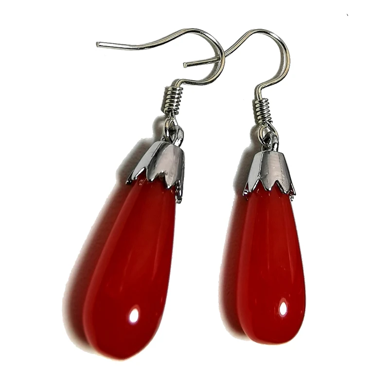 

Jadery Red Green Earrings For Women Natural Gems Stone Stainless Steel Drop Earrings Female Wedding Jewelry Christmas Gift 2019