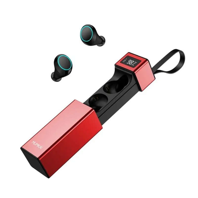 CLAITE беспроводные TWS bluetooth наушники IPX7 водонепроницаемые спортивные шумоподавления HiFi в ухо наушники с микрофоном для Iphone - Цвет: Красный