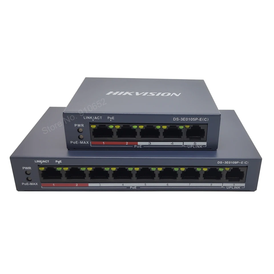 Hikvision 4CH 8CH Fast Ethernet Unmanaged PoE Switch DS-3E0105P-E(C) DS-3E0109P-E(C) 100Mbps Replace DS-3E0105P-E DS-3E0109P-E 2