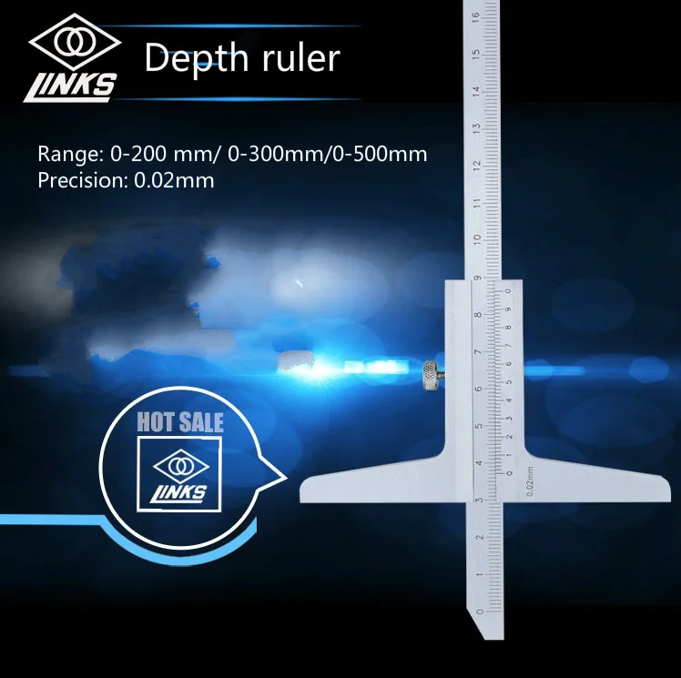 

Depth scale, depth vernier caliper, range 0-200m/0-300mm/0-500mm, precision 0.02mm.