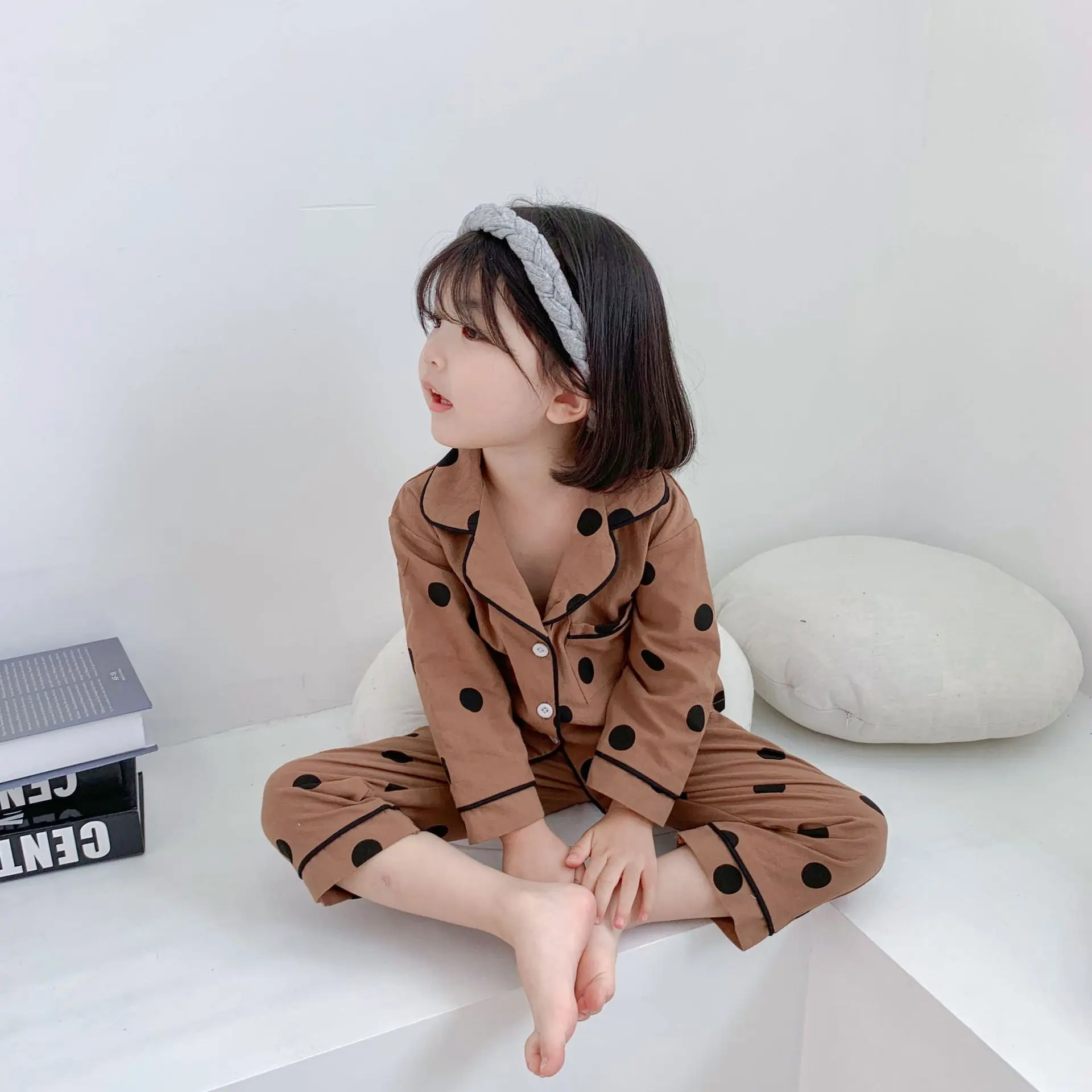 

Childrenswear Men And Women Children Neutral Models Spring And Autumn Tracksuit Full Printed Dotted Long Sleeve Trousers Pajamas