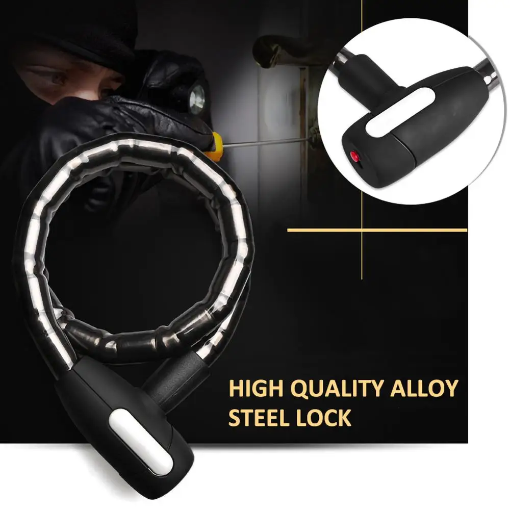 

85cm Bike Bicycle Anti Theft Foldable Bike Lock Soft Rubber With Illuminated Key Outdoor Cycling Bicycle Accessories Bike Lock