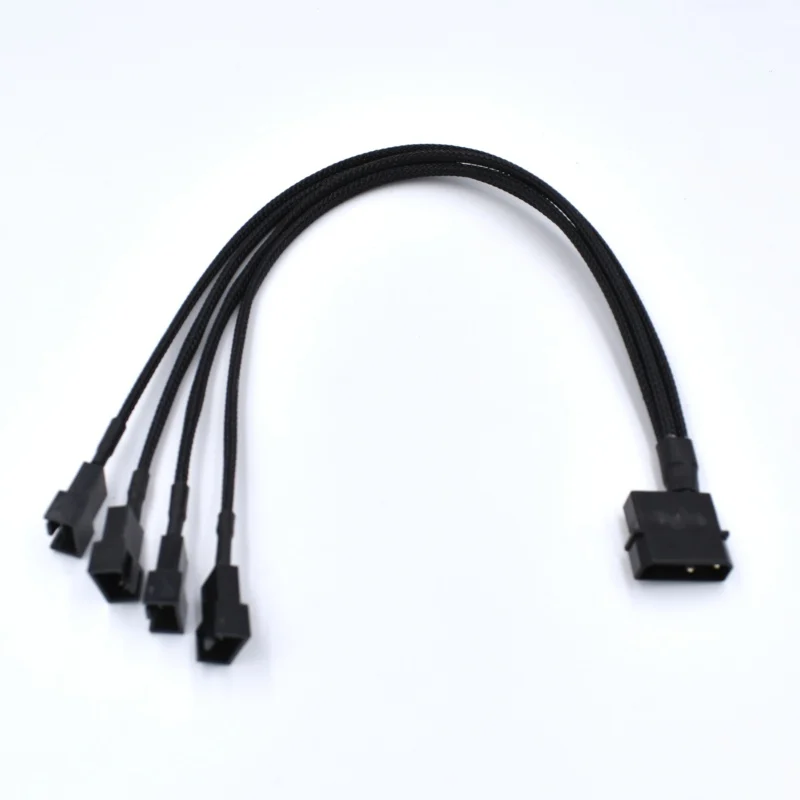 50 шт./лот черный рукав 22AWG 4Pin от IDE до 4x PWM кабель разделителя