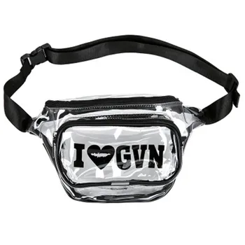 

Women's Clear Fanny Pack Fashion Letter Print PVC Waist Pack Transparent Belt Bag for Travel Rave Party