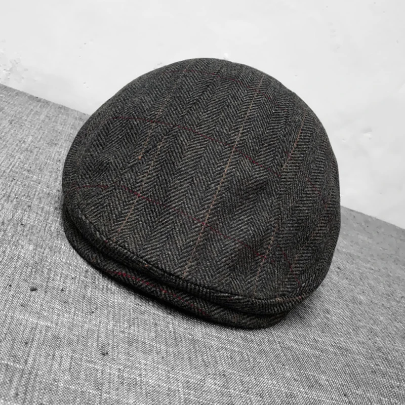 Осенне-зимние мужские шапки береты Британский западный стиль шерсть усовершенствованная плоская кепка плюща классический берет в стиле винтаж Кепка Размер s-xl BLM217 - Цвет: Черный