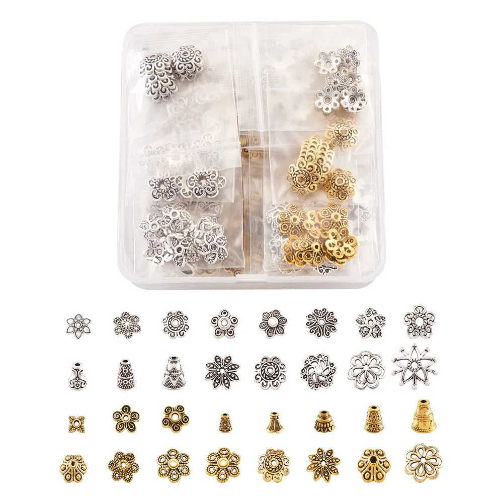 80~320pcs/box Antique Tibetan Style Alloy Bead Cap Cone Mix Shape for Bracelet Necklace Jewelry Making DIY Accessories | Украшения и