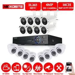 HKIXDISTE безопасности Камера Системы 4MP 16 канал HDMI 1080 P 5MP 4MP AHD DVR NVR Phone View Купол CCTV камера Системы 4 ТБ HD