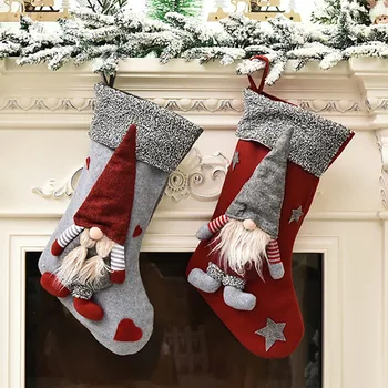 

Christmas Stockings Christmas Candy Gift Bag Gnome Santa Pendant Forest Style Xmas Decoration