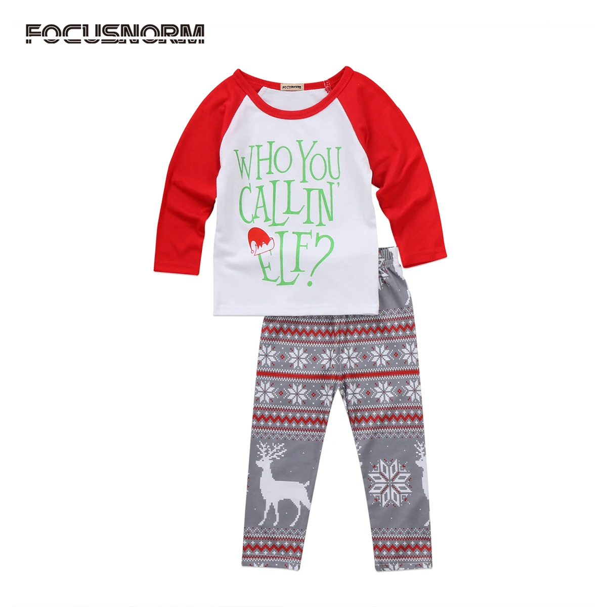Xmas Toddler Newborn Baby Boy Girl printed letter T-shirt long Pants 2 PCs Christmas Outfits clothing Set for baby